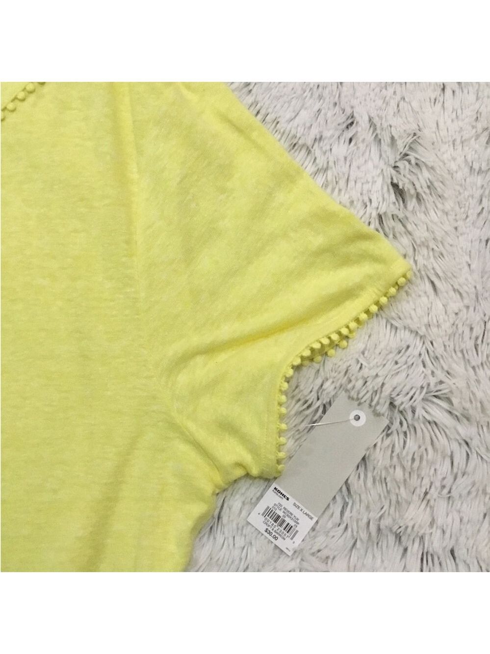 Croft & Barrow bobble trimmed short sleeve tee Womans size XL yellow - Picture 10 of 12